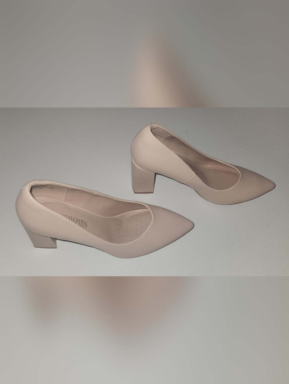 Dream Pairs Pointed Toe Nude Shade Women's Pumps Block Heels Size 8 - Picture 4 of 10